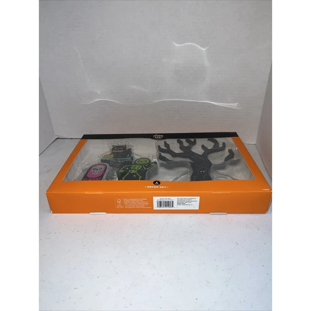 Hyde Eek Halloween Wood Mini Mantle Decor Set Target 2024 Cemetery Cat Spooky